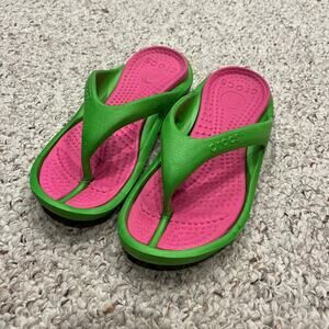 Crocs Athens Flip Flop Sandals Pink Green Sz Womens 7 Mens 5 Casual Summer